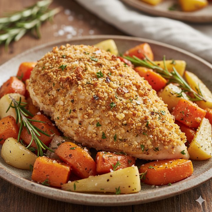 Herb-Crusted Chicken with Roasted Root Vegetables