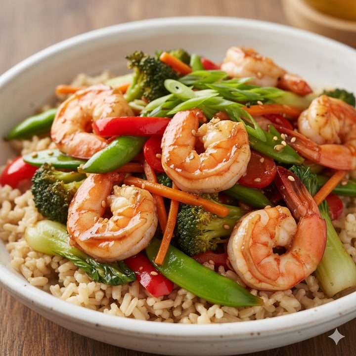 Shrimp Stir-Fry with Brown Rice