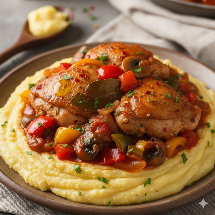 Italian Chicken Cacciatore with Polenta