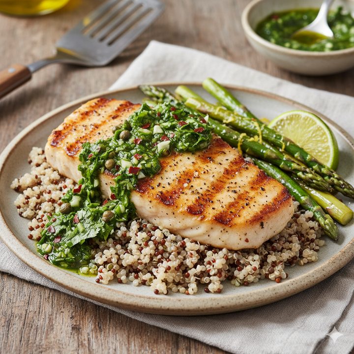 Grilled Mahi-Mahi with Salsa Verde & Quinoa