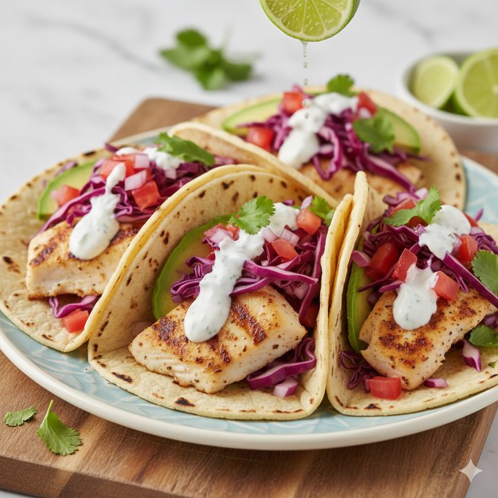 Grilled Fish Tacos (No Cheese!)