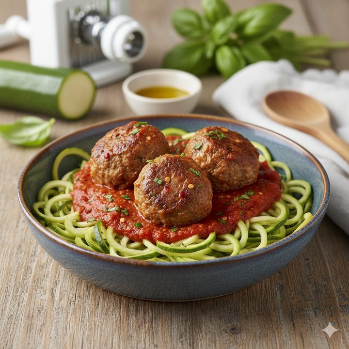 Italian Turkey Meatballs with Zucchini Noodles